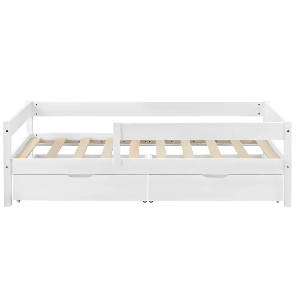 Lit d'enfant Design avec 2 Tiroirs Borgarnes 90 x 200 cm Blanc en.casa