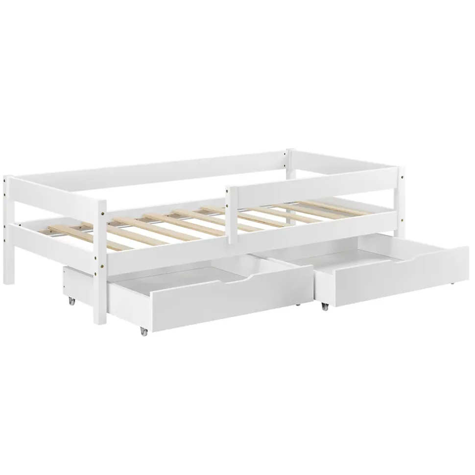 Lit d'enfant Design avec 2 Tiroirs Borgarnes 90 x 200 cm Blanc en.casa