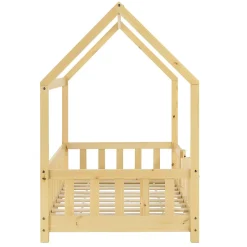 Lit d'Enfant Design Forme Maison Sisimiut Pin 140 x 70 cm Naturel en.casa