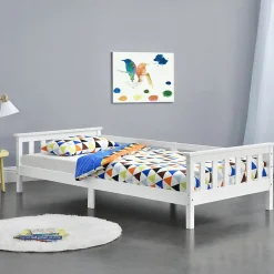 Lit d'Enfant Design Nuuk en Pin 200 x 90 cm Blanc Mat Laqué en.casa