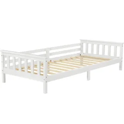 Lit d'Enfant Design Nuuk en Pin 200 x 90 cm Blanc Mat Laqué en.casa