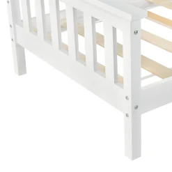 Lit d'Enfant Design Nuuk en Pin 200 x 90 cm Blanc Mat Laqué en.casa