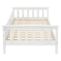 Lit d'Enfant Design Nuuk en Pin 140 x 70 cm Blanc Mat Laqué en.casa