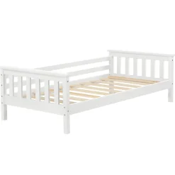 Lit d'Enfant Design Nuuk en Pin 140 x 70 cm Blanc Mat Laqué en.casa
