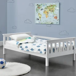 Lit d'Enfant Design Nuuk en Pin 140 x 70 cm Blanc Mat Laqué en.casa