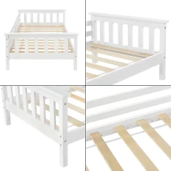Lit d'Enfant Design Nuuk en Pin 140 x 70 cm Blanc Mat Laqué en.casa
