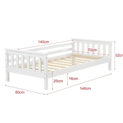 Lit d'Enfant Design Nuuk en Pin 140 x 70 cm Blanc Mat Laqué en.casa