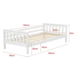 Lit d'Enfant Design Nuuk en Pin 160 x 80 cm Blanc Mat Laqué en.casa