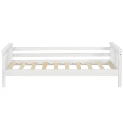 Lit d'Enfant Design Nuuk en Pin 160 x 80 cm Blanc Mat Laqué en.casa