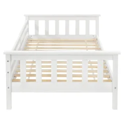 Lit d'Enfant Design Nuuk en Pin 160 x 80 cm Blanc Mat Laqué en.casa