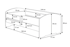 Lit d'enfant LUK avec balustrade 140x70 Avion
