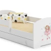 Lit d'enfant LUK avec tiroir et barreaux 160x80 Fille avec ailes