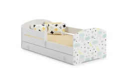 Lit d'enfant LUK avec tiroir et barreaux 160x80 étoiles