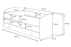Lit d'enfant LUK avec tiroir et tringle 140x70 Police