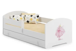 Lit d'enfant LUK avec tiroir et tringle 140x70 Princesse en couronne