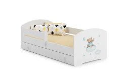 Lit d'enfant LUK avec tiroir et barreaux 160x80 Ourson bleu