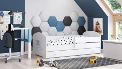 Lit d'enfant LUK avec tiroir et barreaux 160x80 Ourson bleu