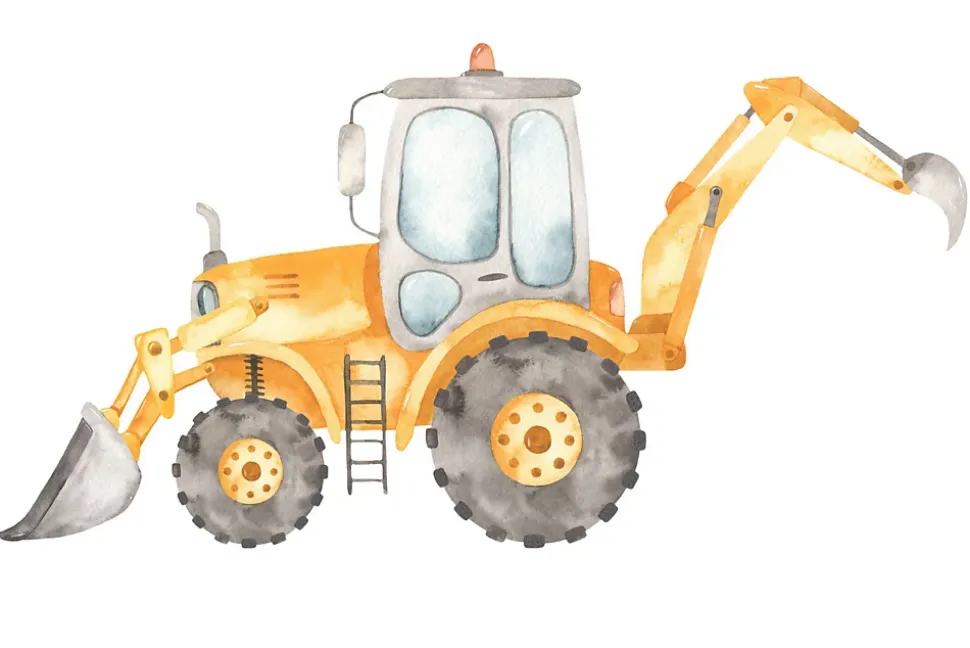 Lit d'enfant LUK avec tiroir et barreau 160x80 Yellow digger