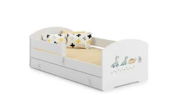 Lit d'enfant LUK avec tiroir et tringle 160x80 Dinosaures