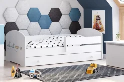 Lit d'enfant LUK avec tiroir et tringle 160x80 Dinosaures