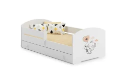 Lit d'enfant LUK avec tiroir et barreau 140x70 Eléphant