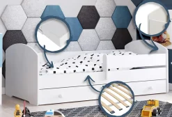 Lit d'enfant LUK avec tiroir et barreaux 160x80