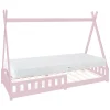 Lit d'enfant ML-Design Tipi 90x200 cm rose en bois de pin massif avec matelas H:16 cm style indien