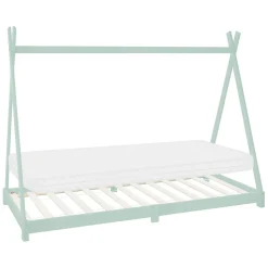 Lit d'enfant ML-Design Tipi 90x200 cm menthe en bois de pin massif style indien avec matelas H:10 cm