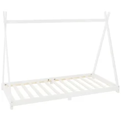 Lit d'enfant ML-Design Tipi 90x200 cm blanc simple en bois de pin avec sommier à lattes style indien