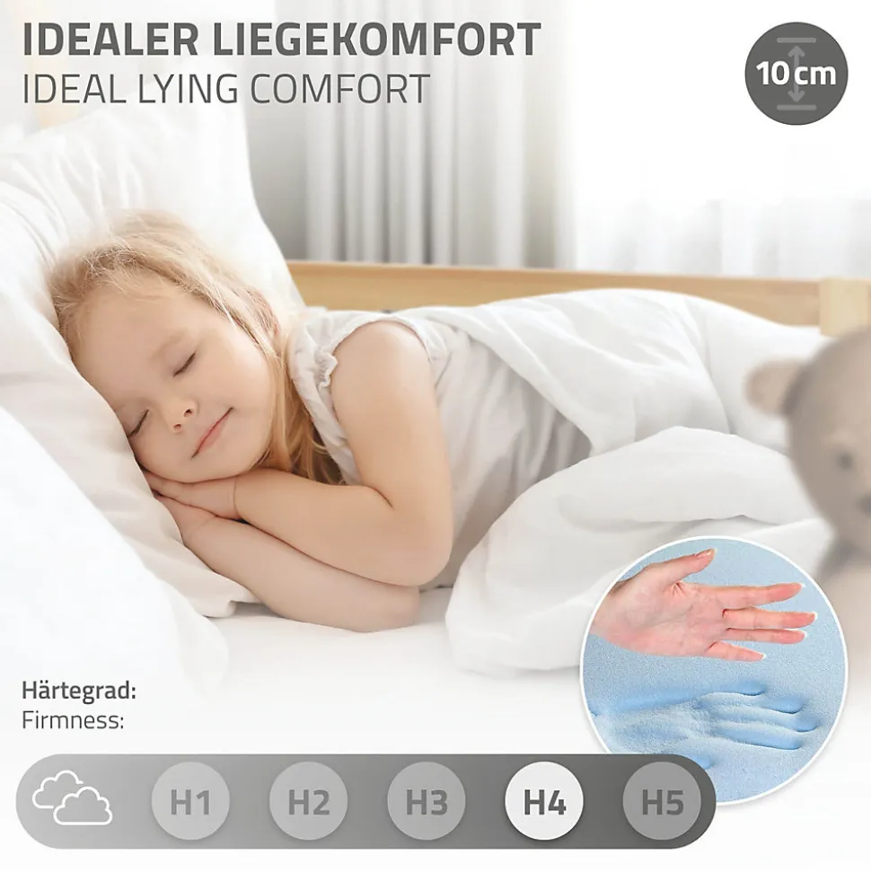 Lit d'enfant ML-Design Tipi 90x200 cm naturel cadre en bois de pin style indien avec matelas H:10 cm