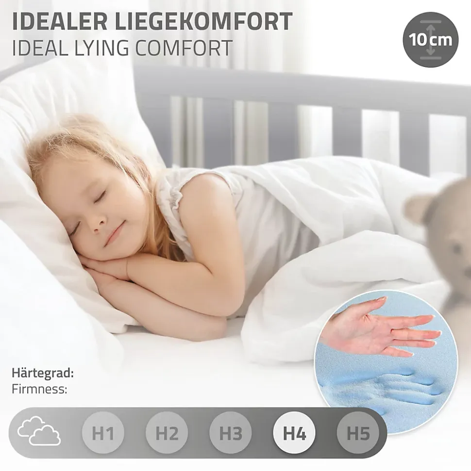 Lit d'enfant ML-Design 80x160 cm gris clair bois de pin massif style maison avec sommier et matelas