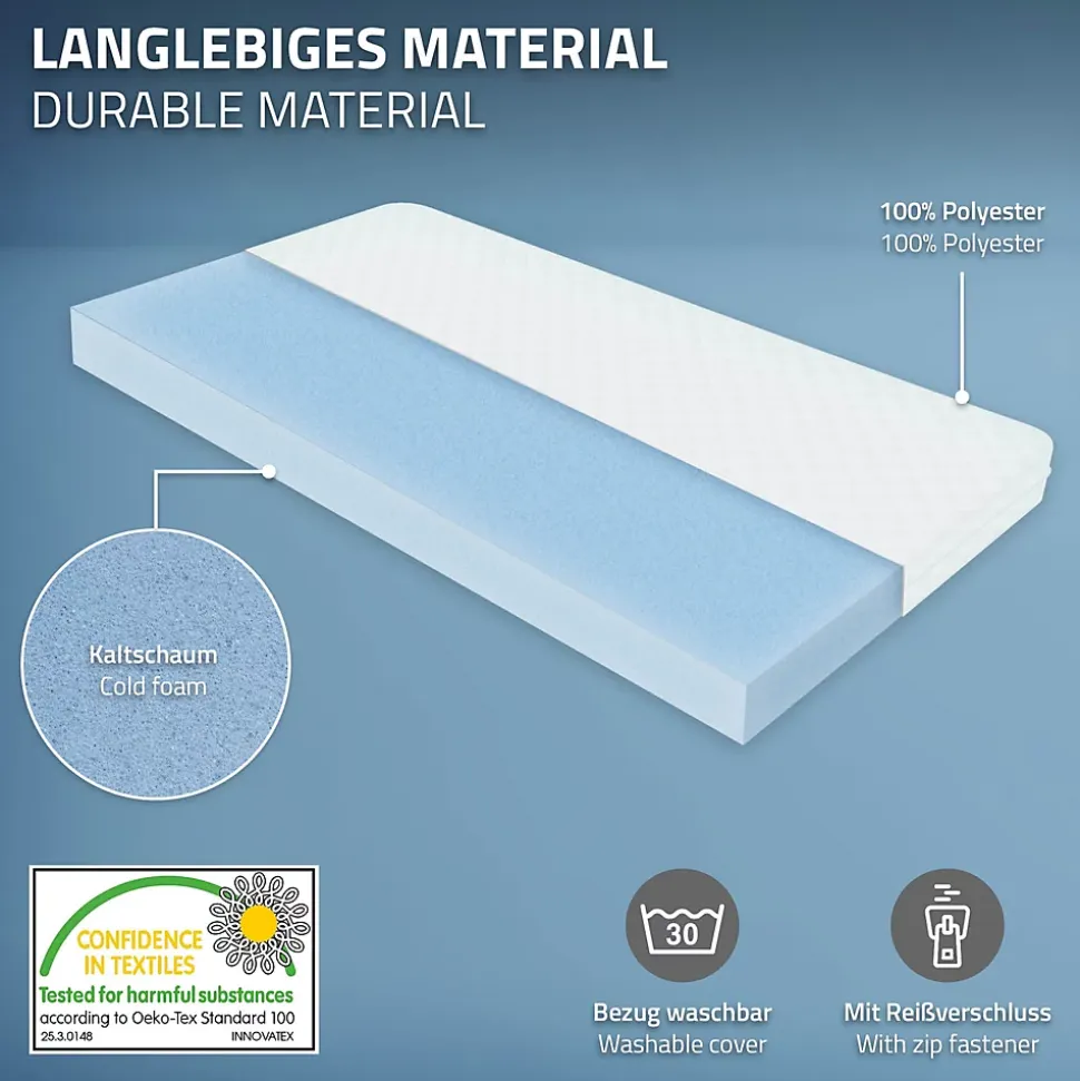 Lit d'enfant ML-Design 80x160 cm gris clair bois de pin massif style maison avec sommier et matelas