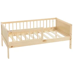 Lit d'enfant ML-Design 70x140 cm simple naturel en bois de pin avec sommier à lattes sans matelas