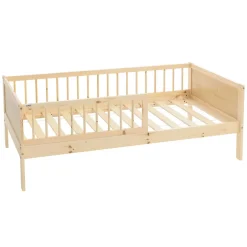 Lit d'enfant ML-Design 80x160 cm simple naturel en bois de pin avec sommier à lattes sans matelas