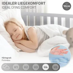 Lit d'enfant ML-Design 90x200 cm gris clair en bois de pin massif style maison avec matelas H:10 cm