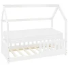 Lit d'enfant ML-Design 70x140 cm blanc en bois de pin massif style maison avec sommier et matelas