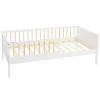 Lit d'enfant ML-Design 80x160 cm blanc-naturel en bois de pin avec sommier à lattes sans matelas
