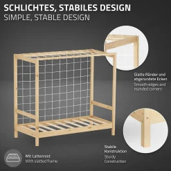 Lit d'enfant ML-Design 70x140 cm naturel beige bois de pin avec but de football et sommier à lattes