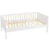 Lit d'enfant ML-Design 70x140 cm blanc-naturel en bois de pin avec sommier à lattes sans matelas