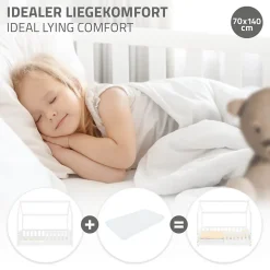 Lit d'enfant ML-Design 140x70cm blanc en bois de pin avec toit et sommier protection contre chutes