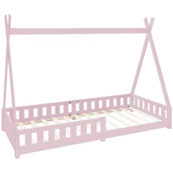 Lit d'enfants ML-Design Tipi 90x200cm vert menthe indien bois de pin avec sommier et clôture de jeu