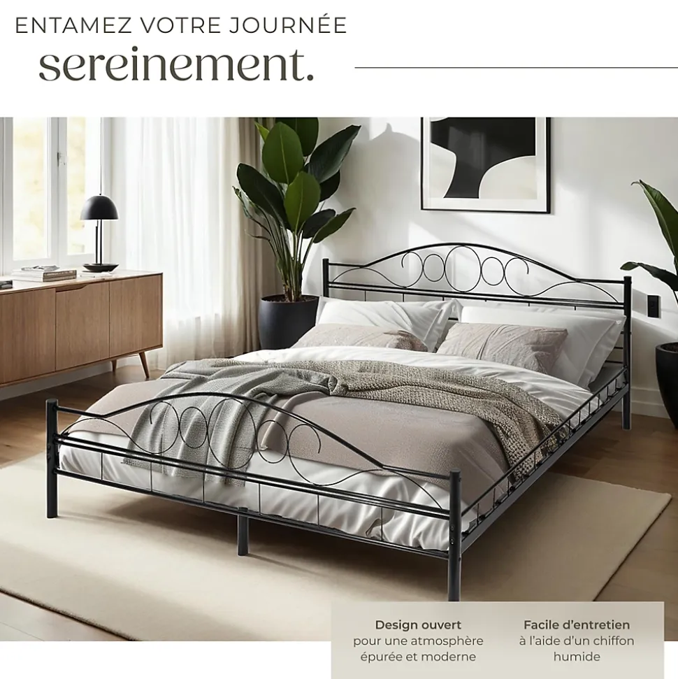 Lit design moderne avec sommier de Style romantique 180 x 200 cm noir