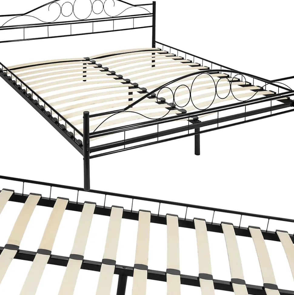 Lit design moderne avec sommier de Style romantique 180 x 200 cm noir