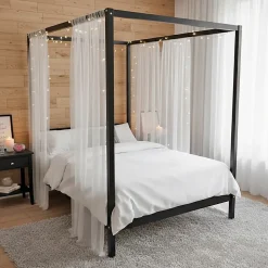 Lit double à baldaquin ROMANCE 140x190 / Noir