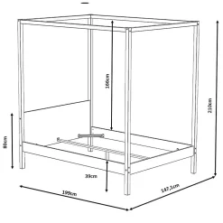 Lit double à baldaquin ROMANCE 140x190 / Noir