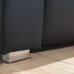 Lit double 140 x 190 cm en simili noir et métal + sommier fixe - EDEN