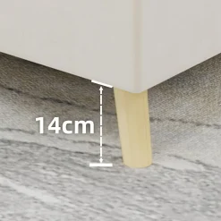 Lit Double Ado 140x200 cm - Lit Capitonné Bas Moderne et Confortable, Sans Vérin, Sans Matelas, Tissu Beige