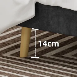 Lit Double Ado 140x200 cm - Lit Bas Capitonné, Sans Vérin et Sans Matelas, Moderne et Confortable, Tissu Gris