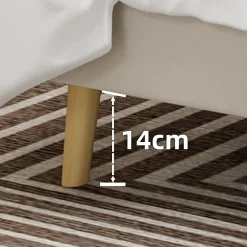 Lit Double Ado 140x200 cm - Tête de Lit Confortable et Style Moderne, Structure Composite en Tissu et Métal, sans Matelas, Beige