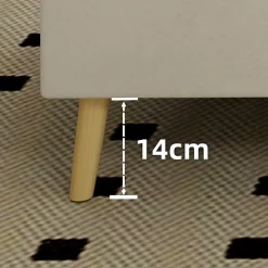 Lit Double Ado 140x200 cm - Tête de Lit Éclairage LED Doux, Structure Composite Stable en Tissu et Métal, sans Matelas, Beige